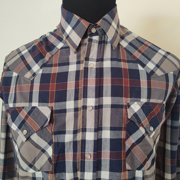 ELY CATTLEMAN WESTERN PEARL SNAP BUTTON MEN LONG SLEEVE DRESS SHIRT - 17 (34) - Picture 4 of 8